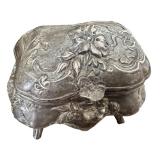 Antique Victorian B&W Metal Art Nouveau Jewelry Casket / Antique B & W 1411 Jewelry Casket