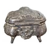 Antique Victorian B&W Metal Art Nouveau Jewelry Casket / Antique B & W 1411 Jewelry Casket
