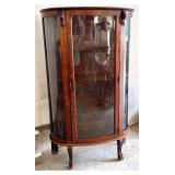 Antique Oak Curio Cabinet with Glass Doors