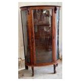 Antique Oak Curio Cabinet with Glass Doors