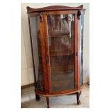 Antique Oak Curio Cabinet with Glass Doors