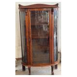 Antique Oak Curio Cabinet with Glass Doors