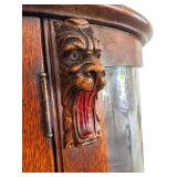 Antique Oak Curio Cabinet with Glass Doors