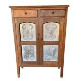 Antique Jelly Cabinet with Tin Panels and Drawers