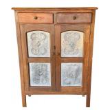 Antique Jelly Cabinet with Tin Panels and Drawers