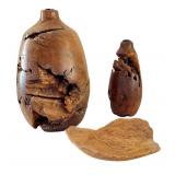 Burled Wood Collection with 2 Vases and Decorative Tray
