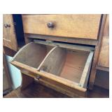 Antique Wooden Kitchen Hoosier Cabinet With Drawers and Flour Bins