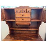 Antique Wooden Kitchen Hoosier Cabinet With Drawers and Flour Bins