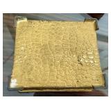 Antique Gilt Metal Trinket Box with Cherub Relief / Antique Metal Jewelry Casket