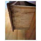 Antique Wood Cabinet / Armoire with Ornate Top and Brass Hardware