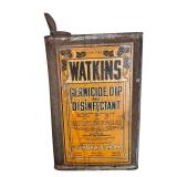 Vintage Watkins Germicide Dip and Disinfectant 5-Gallon Tin Can