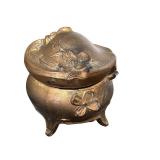 Antique Art Nouveau Metal Jewelry Casket Box