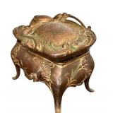 Antique Art Nouveau Footed Jewelry Casket with Ornate Floral Design