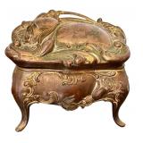 Antique Art Nouveau Footed Jewelry Casket with Ornate Floral Design