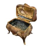 Antique Art Nouveau Footed Jewelry Casket with Ornate Floral Design