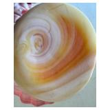 Vintage 8.5 Inch Satin Glass Basket with Swirl Pattern