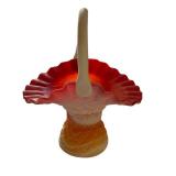 Vintage 8.5 Inch Satin Glass Basket with Swirl Pattern