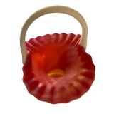 Vintage 8.5 Inch Satin Glass Basket with Swirl Pattern