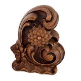 Pair of Vintage 6.75 Inch Ornate Wooden Bookends with Floral Design