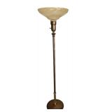 Vintage 5-Foot Tall Floor Lamp with Decorative Glass Shade