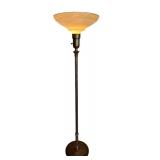 Vintage 5-Foot Tall Floor Lamp with Decorative Glass Shade