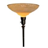 Vintage 5-Foot Tall Floor Lamp with Decorative Glass Shade