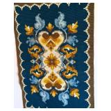 Vintage Needlepoint Wall Hanging with Floral Motif