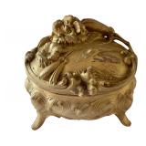 Antique Victorian Art Nouveau Jewelry Casket Box with Floral Motif