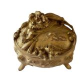 Antique Victorian Art Nouveau Jewelry Casket Box with Floral Motif