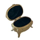 Antique Victorian Art Nouveau Jewelry Casket Box with Floral Motif