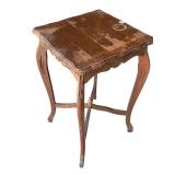 Vintage Wood Side Table with Curved Legs, 16 x 16 x 27 Inches