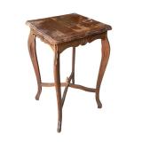 Vintage Wood Side Table with Curved Legs, 16 x 16 x 27 Inches