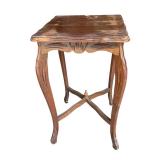 Vintage Wood Side Table with Curved Legs, 16 x 16 x 27 Inches