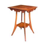 Antique Wood Side Table with Decorative Carving