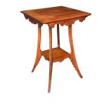 Antique Wood Side Table with Decorative Carving