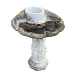 Vintage Cement Bird Bath with Decorative Relief