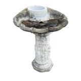 Vintage Cement Bird Bath with Decorative Relief
