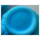 Set of 3 Vintage Fenton Blue Satin Bowls and Candy Dish including Vintage Fenton Basket Weave Candy Bowl