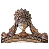 Vintage Art Deco Style Wall Mirror with Ornate Floral Top