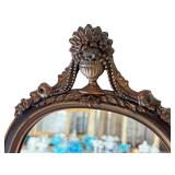 Vintage Art Deco Style Wall Mirror with Ornate Floral Top
