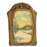 Vintage Framed Winter Landscape Print