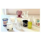 Collection of 12 Vintage and Antique Glass Toothpick Holders