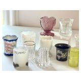Collection of 12 Vintage and Antique Glass Toothpick Holders