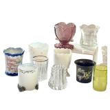 Collection of 12 Vintage and Antique Glass Toothpick Holders