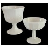 Set of 6 Vintage White Milk Glass Compotes and Covered Dishes Assorted Patterns