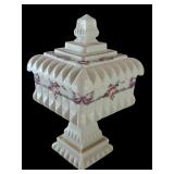 Vintage Westmoreland Milk Glass Decorated Wedding Box Bridal Box Roses and Bows