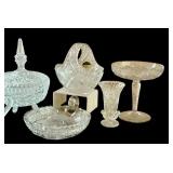 Collection of 6 Vintage Pressed Glass Dishes and Bowls