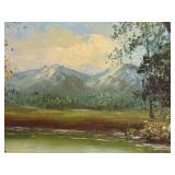 Framed Landscape Oil Painting with Ornate Frame