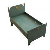 Vintage Wooden Doll Bed with Animal Decals