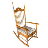 Vintage Oak Rocking Chair with Upholstered Seat